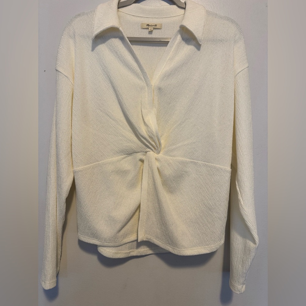 Madewell Ivory Twist Front Blouse